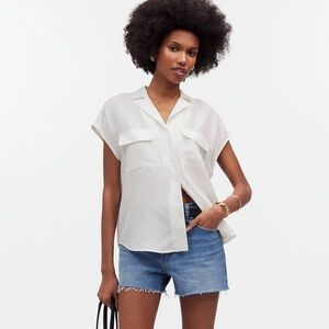 Madewell Silk Drapey Patch-Pocket Sleeveless Shirt in lighthouse NR125‎ size xs